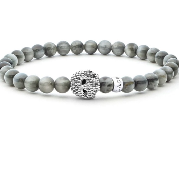 NEW LAGOS Anthem Snowflake Obsidian Skull Bead Bracelet New - Picture 1 of 6